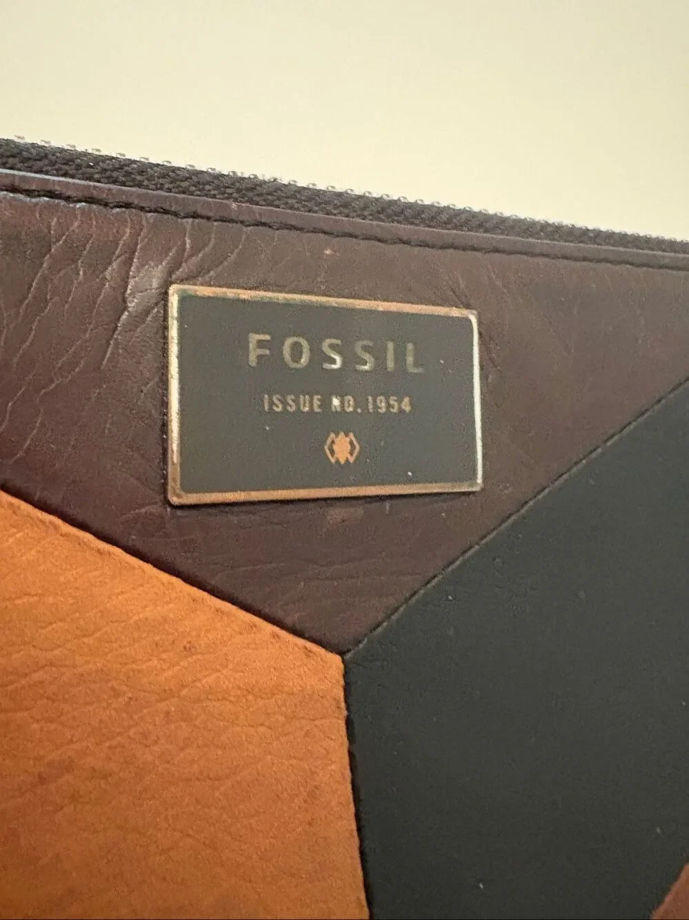 Fossil Zip Around Wallet Patchwork Leather 70’s Boho Style